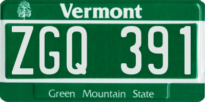 VT license plate ZGQ391