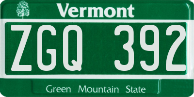 VT license plate ZGQ392
