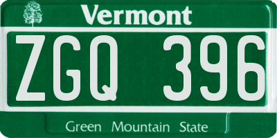 VT license plate ZGQ396
