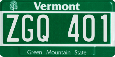 VT license plate ZGQ401