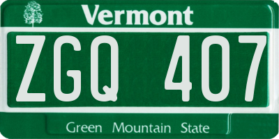 VT license plate ZGQ407