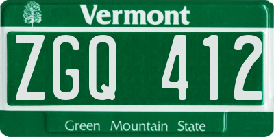 VT license plate ZGQ412