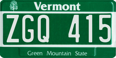 VT license plate ZGQ415