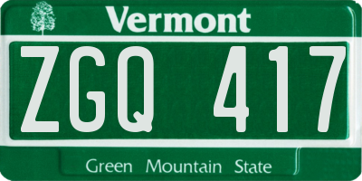 VT license plate ZGQ417