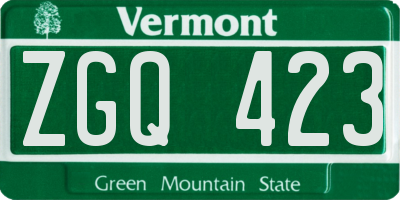 VT license plate ZGQ423