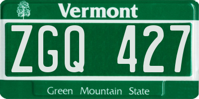 VT license plate ZGQ427