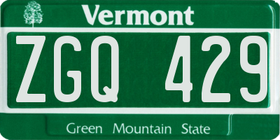 VT license plate ZGQ429