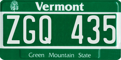 VT license plate ZGQ435