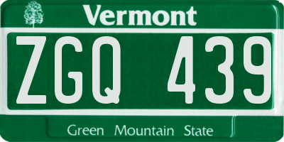 VT license plate ZGQ439