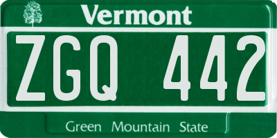 VT license plate ZGQ442