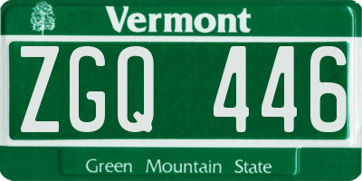 VT license plate ZGQ446