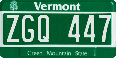 VT license plate ZGQ447