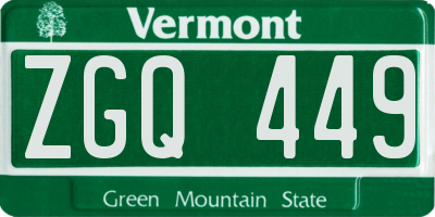 VT license plate ZGQ449