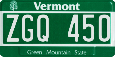 VT license plate ZGQ450