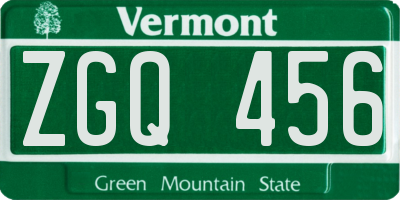 VT license plate ZGQ456