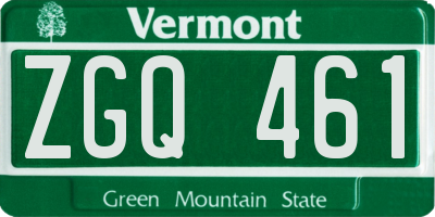 VT license plate ZGQ461