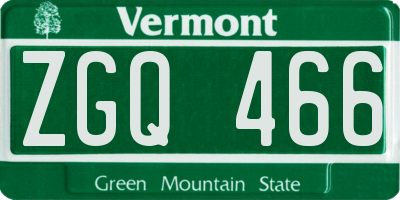 VT license plate ZGQ466
