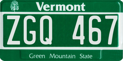 VT license plate ZGQ467