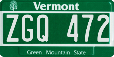 VT license plate ZGQ472