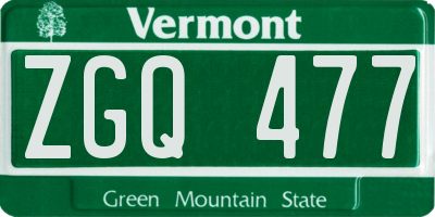 VT license plate ZGQ477