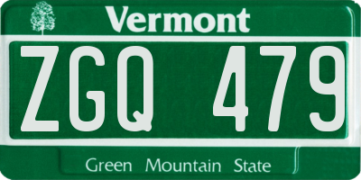 VT license plate ZGQ479