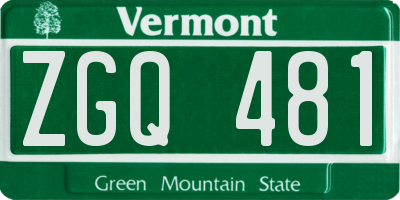 VT license plate ZGQ481