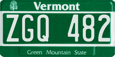 VT license plate ZGQ482