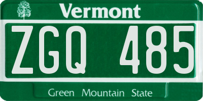 VT license plate ZGQ485