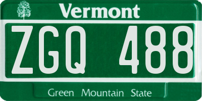 VT license plate ZGQ488