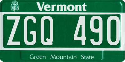 VT license plate ZGQ490