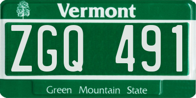 VT license plate ZGQ491