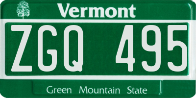 VT license plate ZGQ495