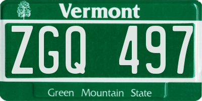 VT license plate ZGQ497