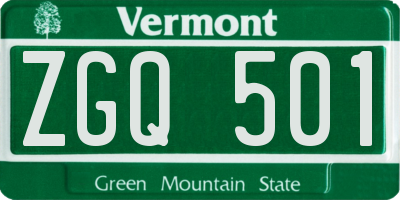 VT license plate ZGQ501