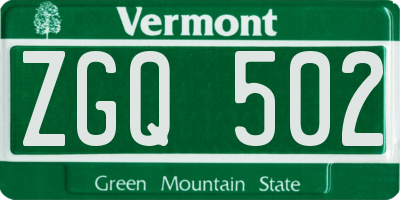 VT license plate ZGQ502