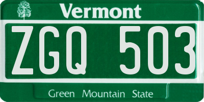 VT license plate ZGQ503