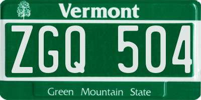 VT license plate ZGQ504