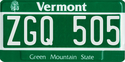 VT license plate ZGQ505