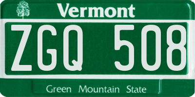 VT license plate ZGQ508