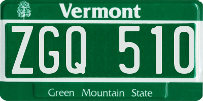 VT license plate ZGQ510