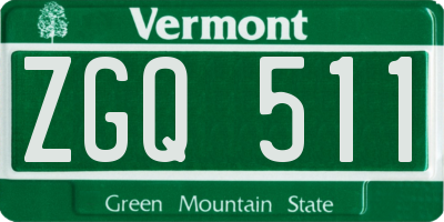 VT license plate ZGQ511
