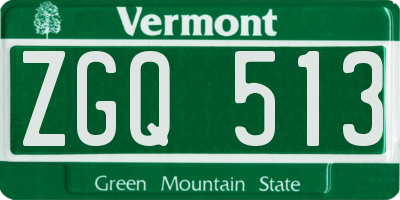 VT license plate ZGQ513