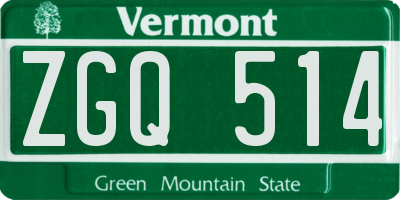 VT license plate ZGQ514