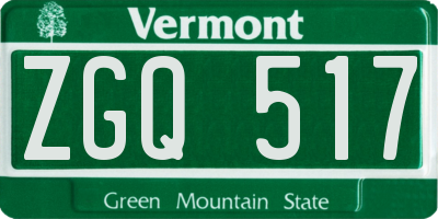 VT license plate ZGQ517