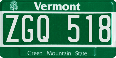 VT license plate ZGQ518