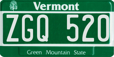 VT license plate ZGQ520