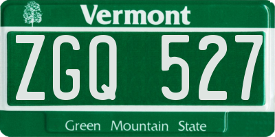VT license plate ZGQ527