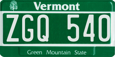 VT license plate ZGQ540