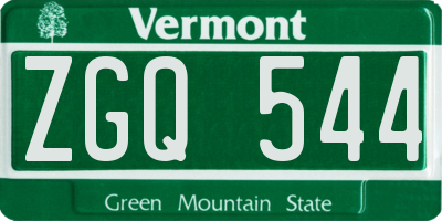 VT license plate ZGQ544