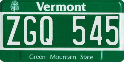 VT license plate ZGQ545